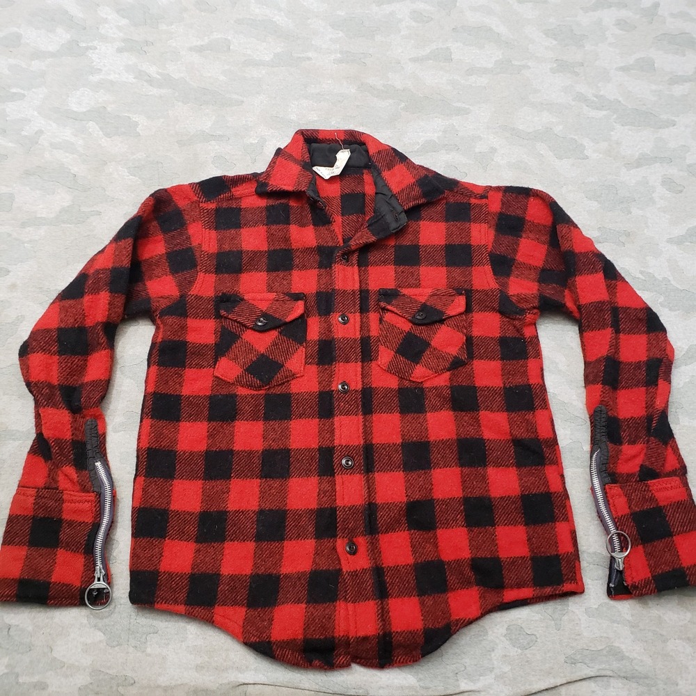 Vintage Frostproof Flannel Shirt Mens Medium Red Wool Blend Buffalo Plaid Button